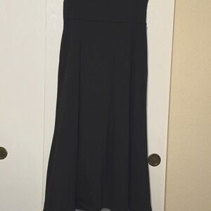 Black Midi Skirt‎ Flared A Line Elegant Minimalist Career Style